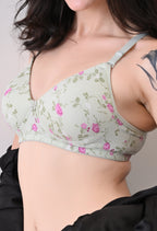 Floral Print Bra - Green