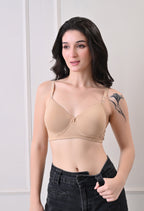Butterfly Mould Dot Bra - Skin