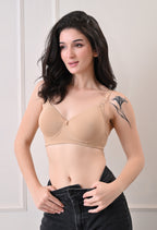 Butterfly Mould Dot Bra - Skin